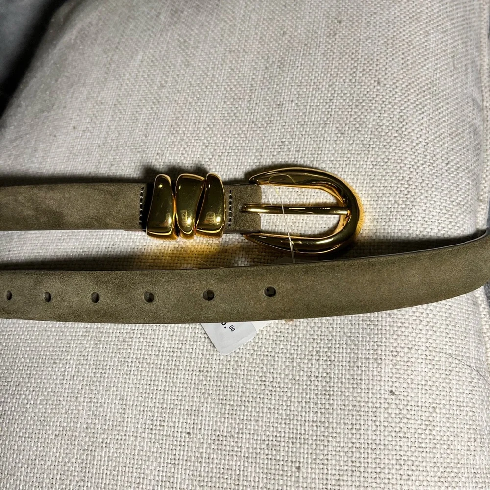 Madewell NWT leather suede belt olive green